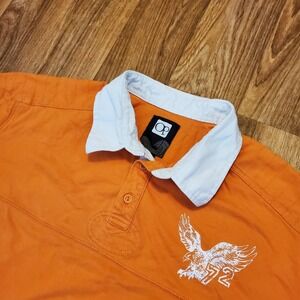 Vintage 90s Ocean Pacific‎ Shirt Rugby Polo Men 2XL Orange Big Eagle Surf Wear